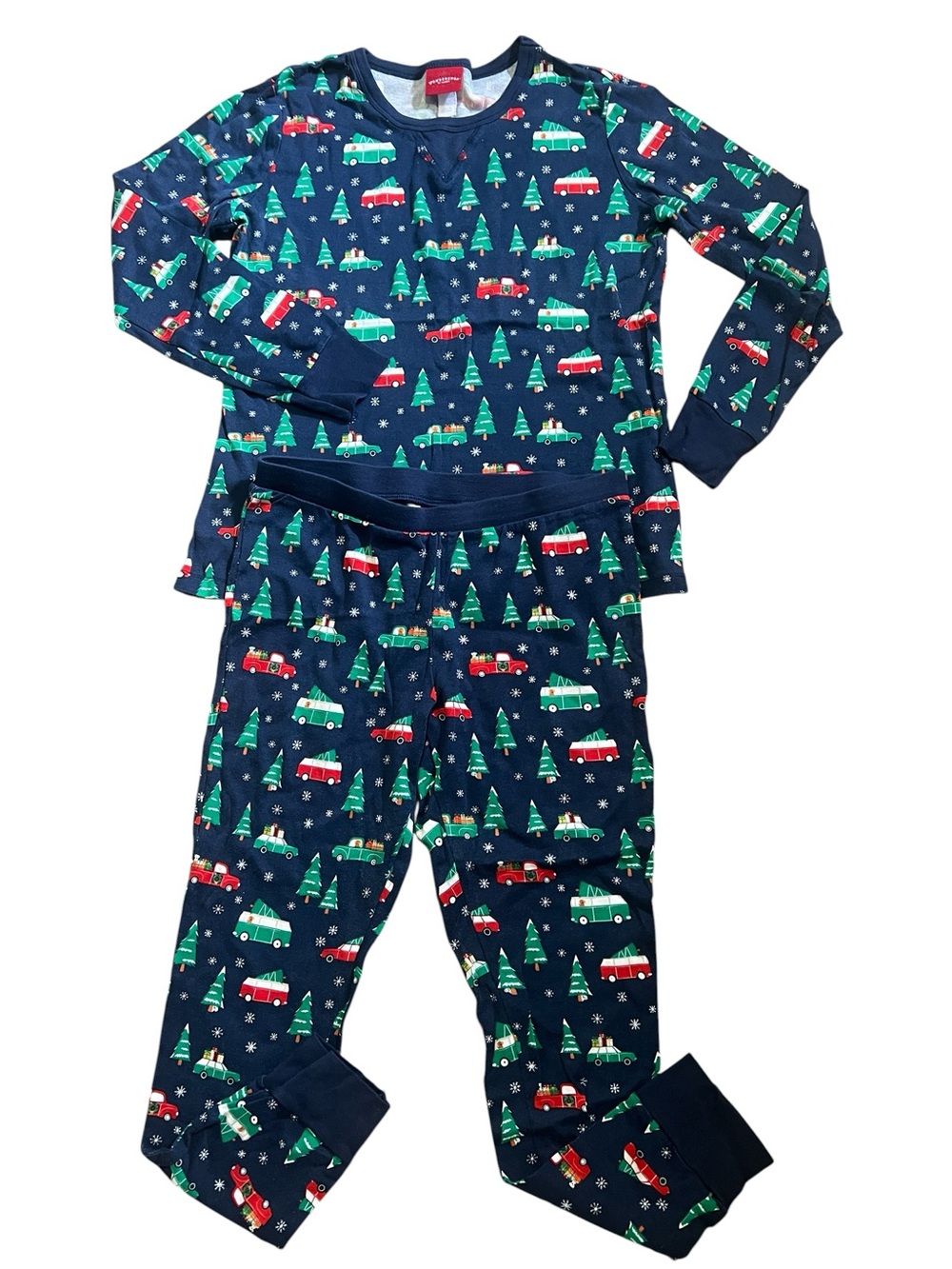 Target Navy Holiday Camper Print Pajama Set with Red & Green Accents